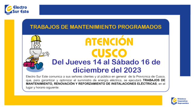 ¡ATENCIÓN CUSCO! CORTE PROGRAMADO
