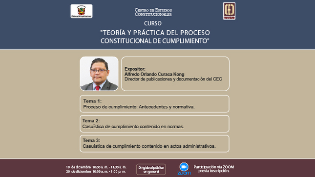 Tribunal Constitucional organiza el curso “teoría y práctica del proceso constitucional de cumplimiento”