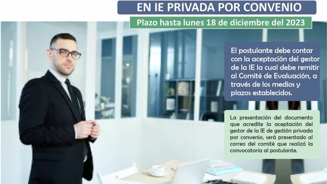 Plaza cargo directivo en IE privada por convenio