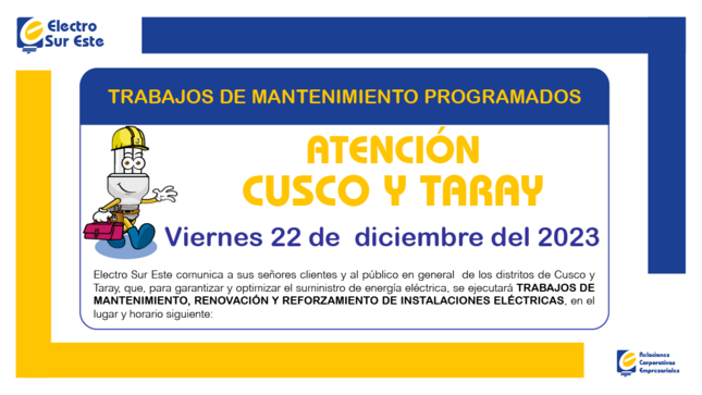 ¡ATENCIÓN CUSCO! CORTE PROGRAMADO