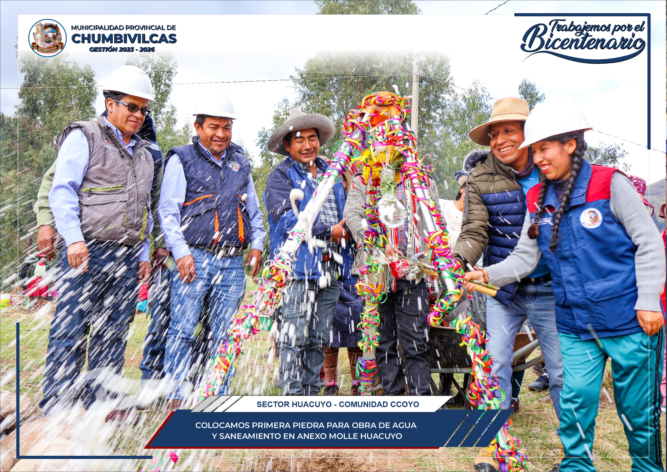 Municipalidad de Chumbivilcas coloca primera piedra para la obra de agua y saneamiento en el anexo Molle Huacuyo 