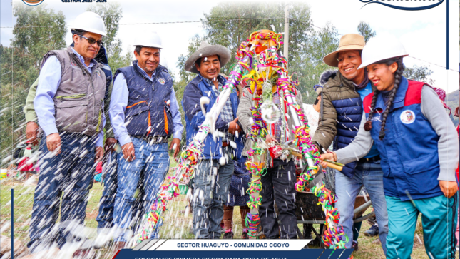 Municipalidad de Chumbivilcas coloca primera piedra para la obra de agua y saneamiento en el anexo Molle Huacuyo 