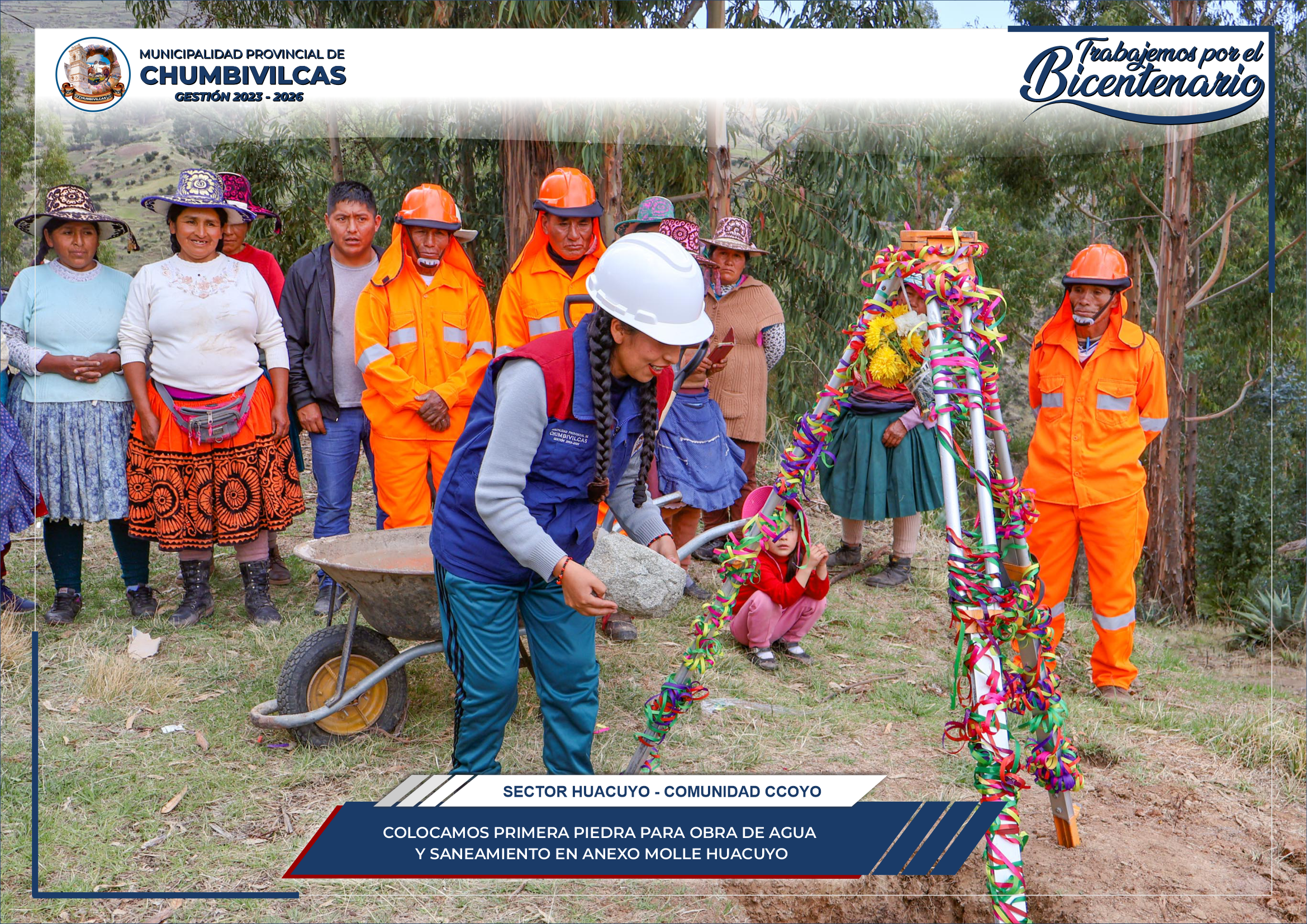 Municipalidad de Chumbivilcas coloca primera piedra para la obra de agua y saneamiento en el anexo Molle Huacuyo 
