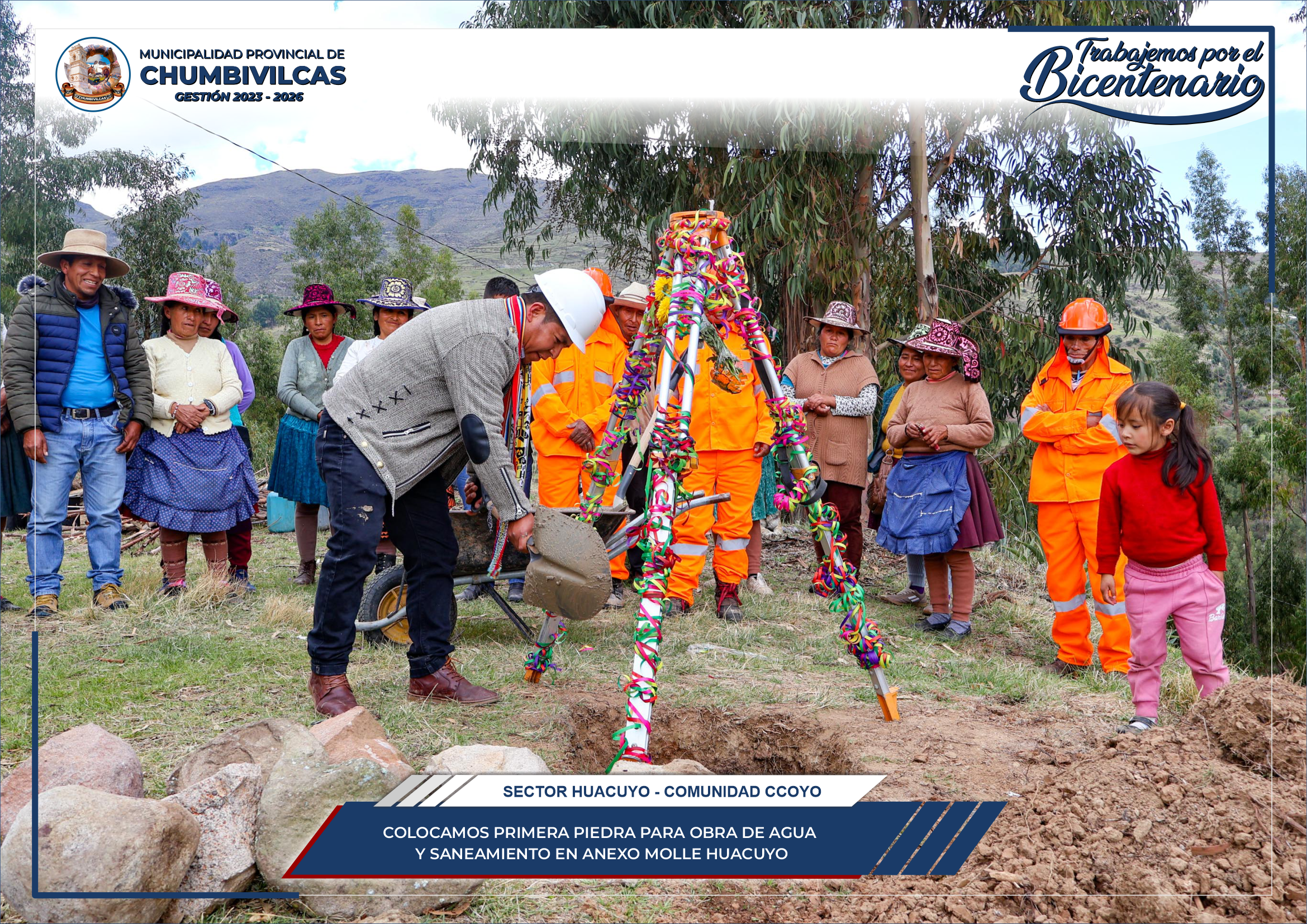 Municipalidad de Chumbivilcas coloca primera piedra para la obra de agua y saneamiento en el anexo Molle Huacuyo 