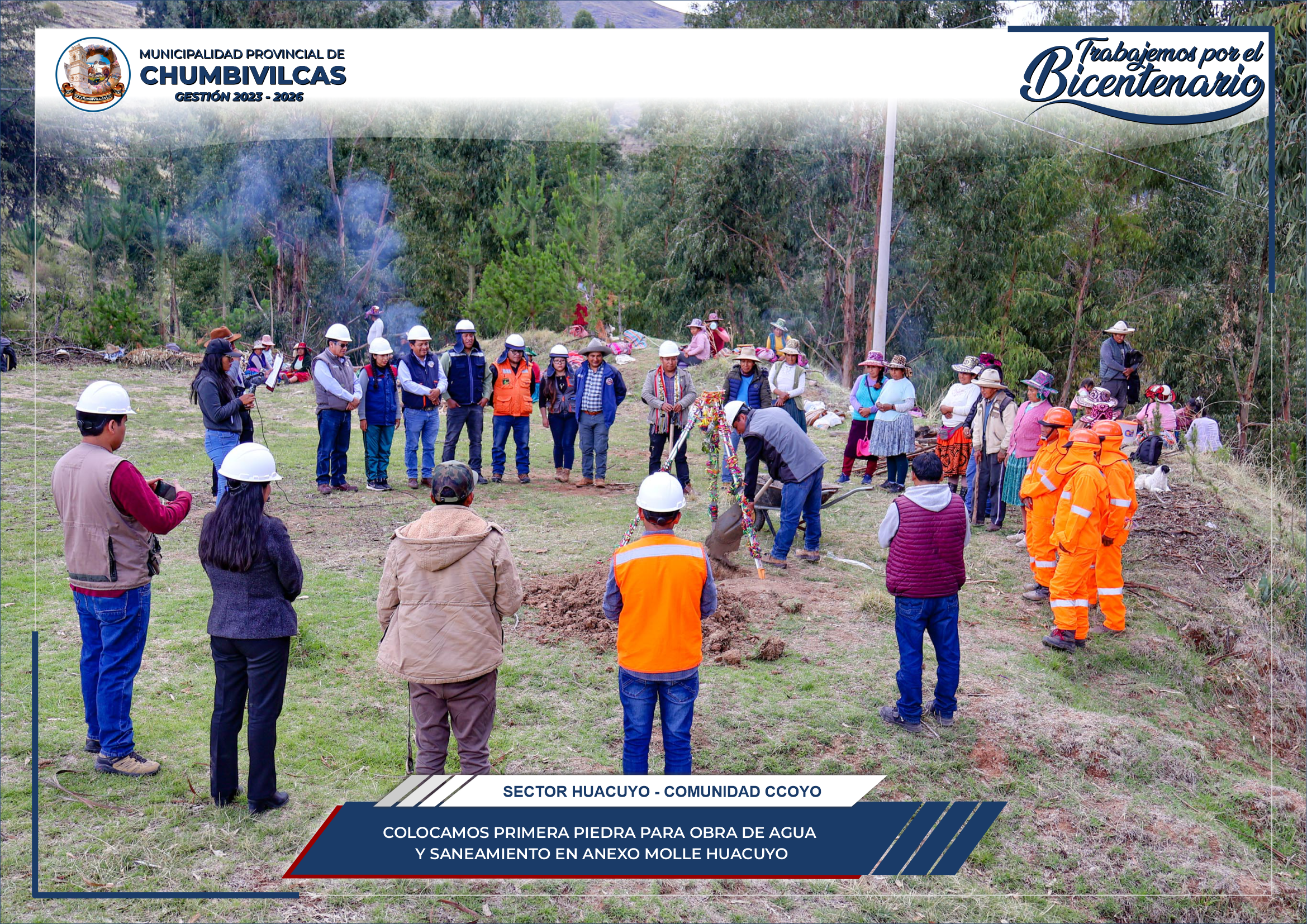 Municipalidad de Chumbivilcas coloca primera piedra para la obra de agua y saneamiento en el anexo Molle Huacuyo 