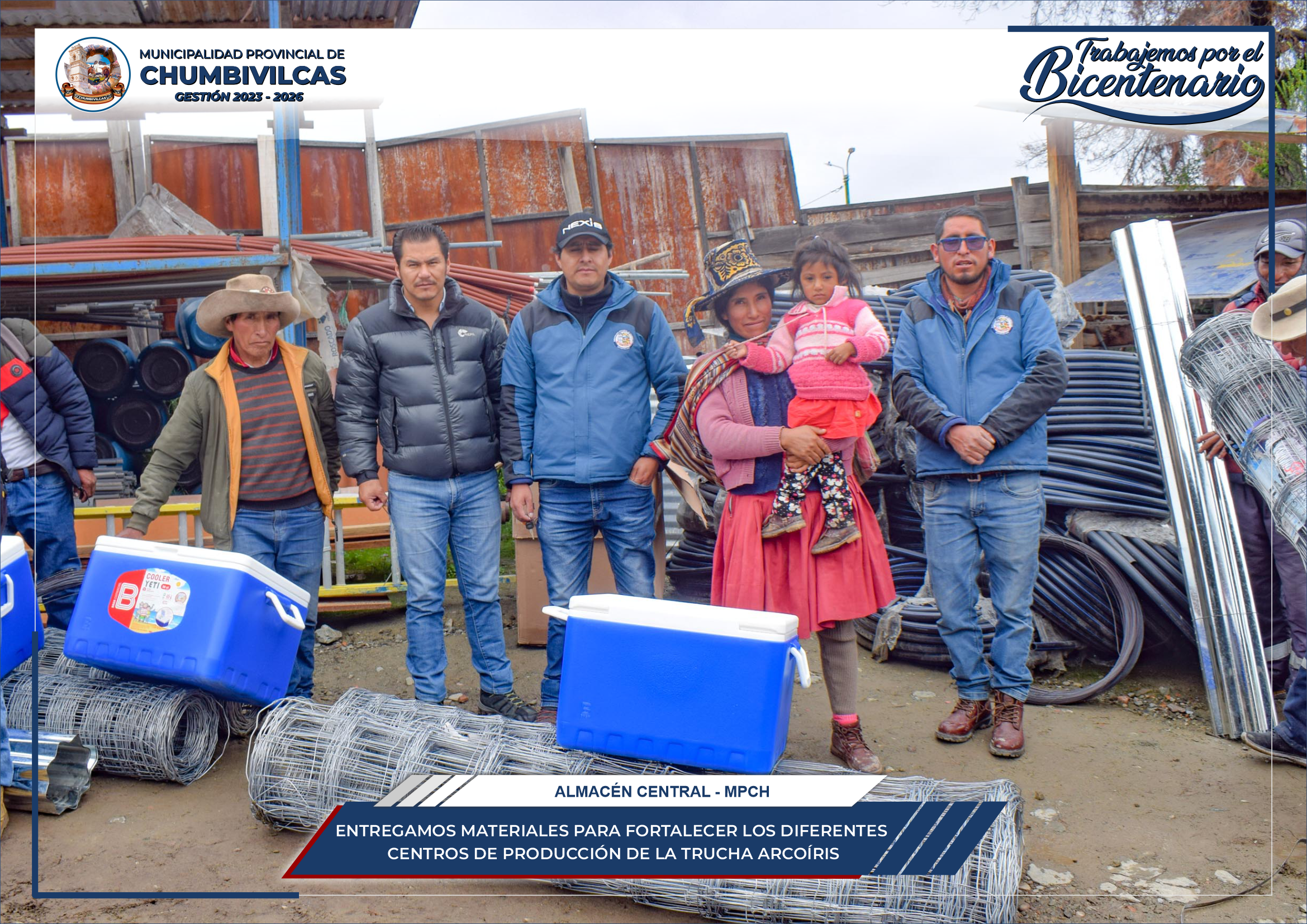 Municipalidad de Chumbivilcas entrega materiales para fortalecer los centros de producción de la trucha del distrito de Santo Tomás