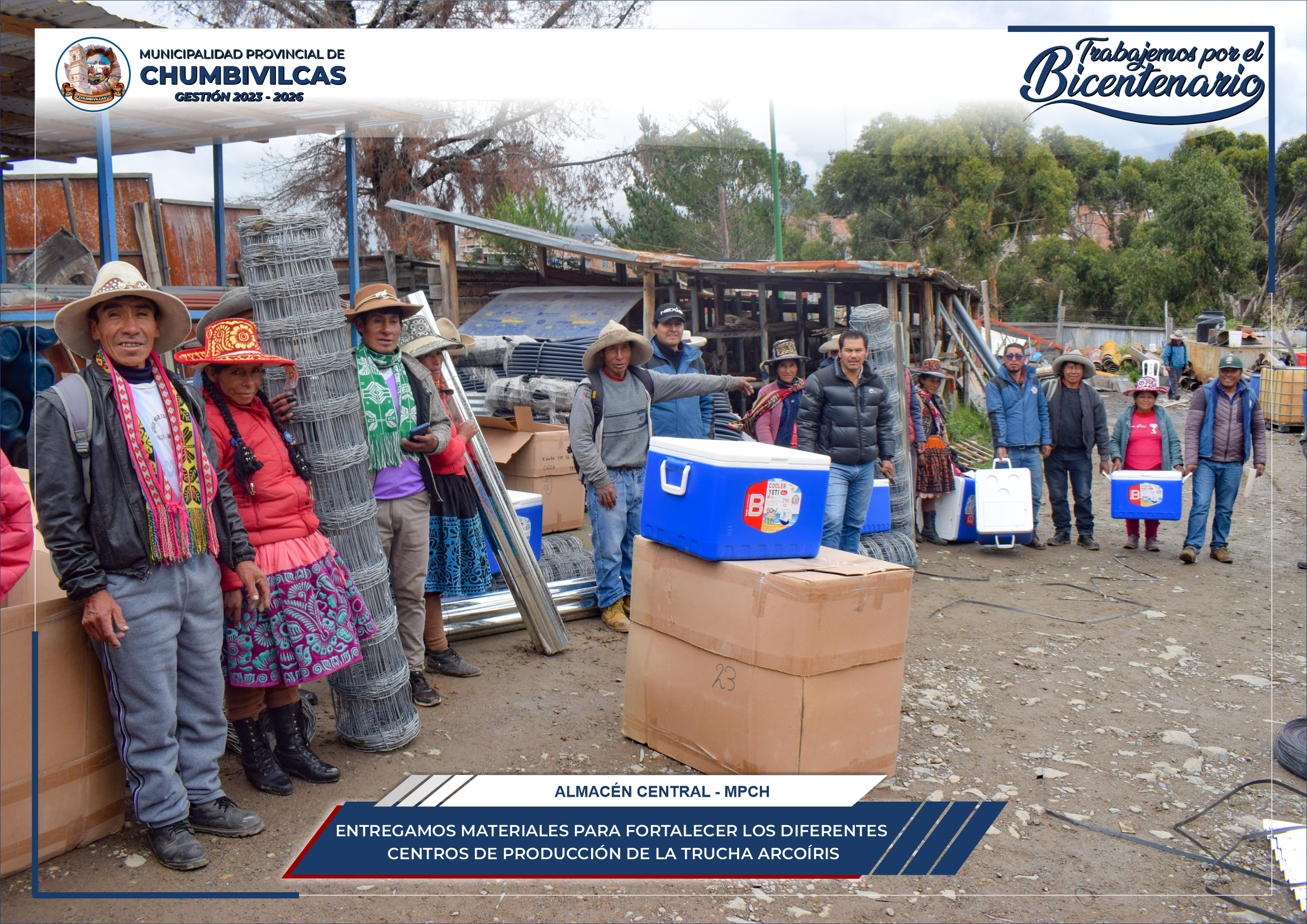 Municipalidad de Chumbivilcas entrega materiales para fortalecer los centros de producción de la trucha del distrito de Santo Tomás