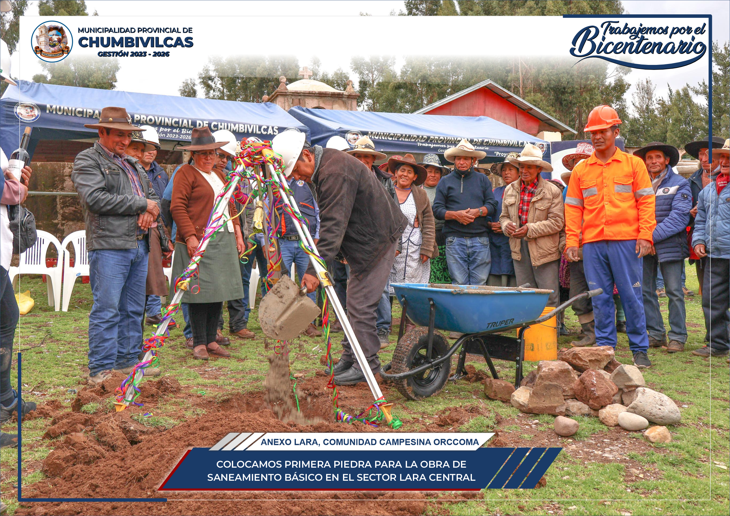Municipalidad de Chumbivilcas coloca primera piedra para la obra de saneamiento básico en el sector Lara Central