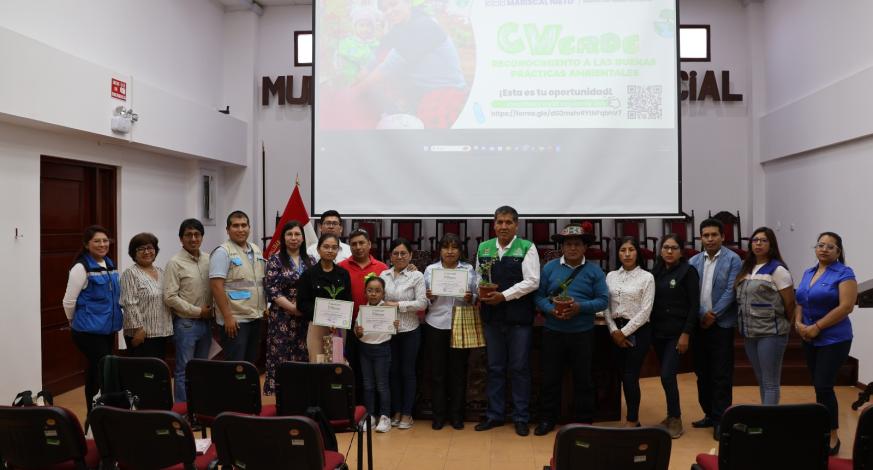 La Municipalidad Provincial Mariscal Nieto por medio de la Sub Gerencia de Gestión del Medio Ambiente desarrolló el reconocimiento a las buenas practicas ambientales CVerde, buscando promover la participación ciudadana en la gestión ambiental y contribuir a elevar el nivel de cultura y ciudadanía ambiental.