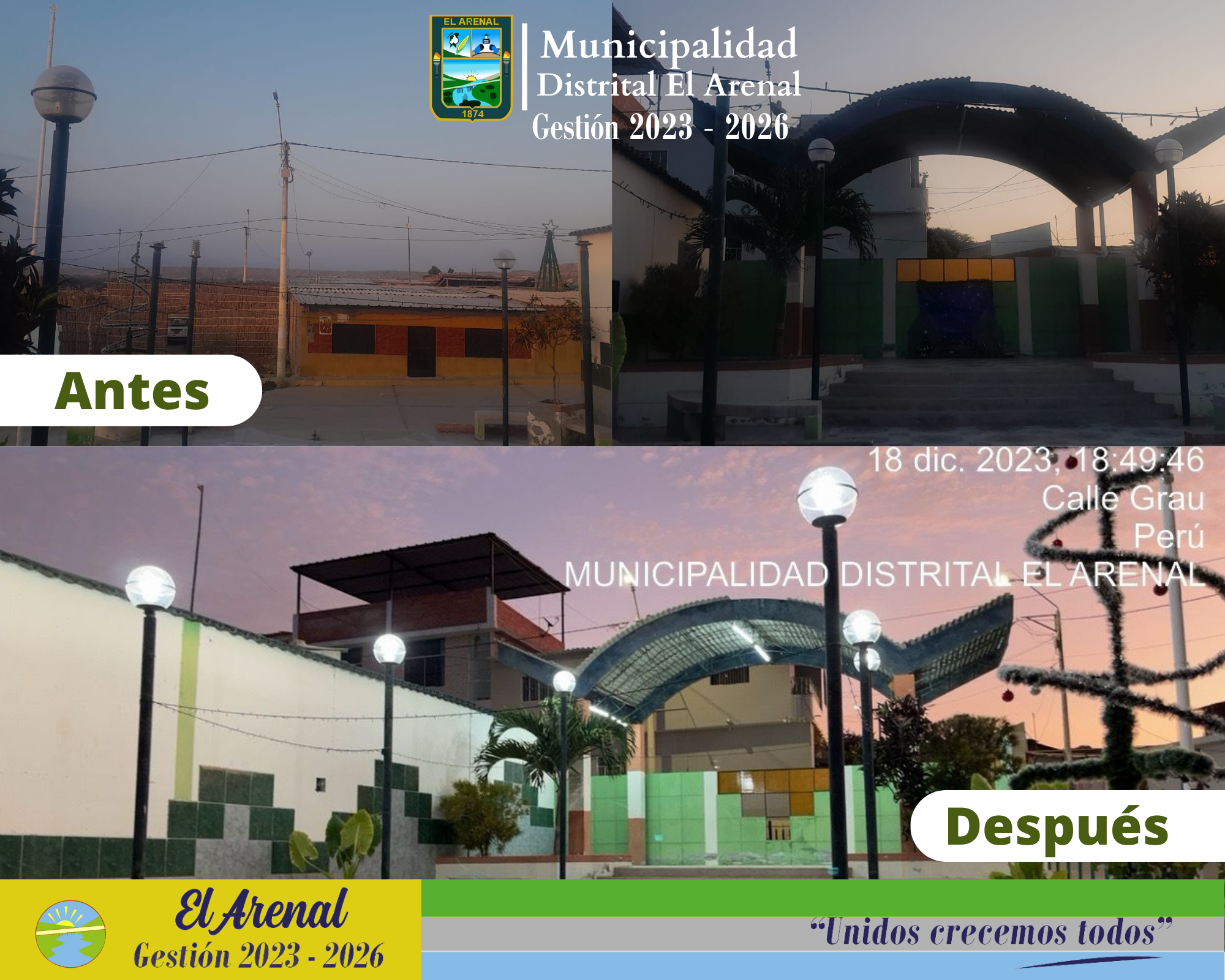 Fotos del antes y después de los trabajos de iluminación