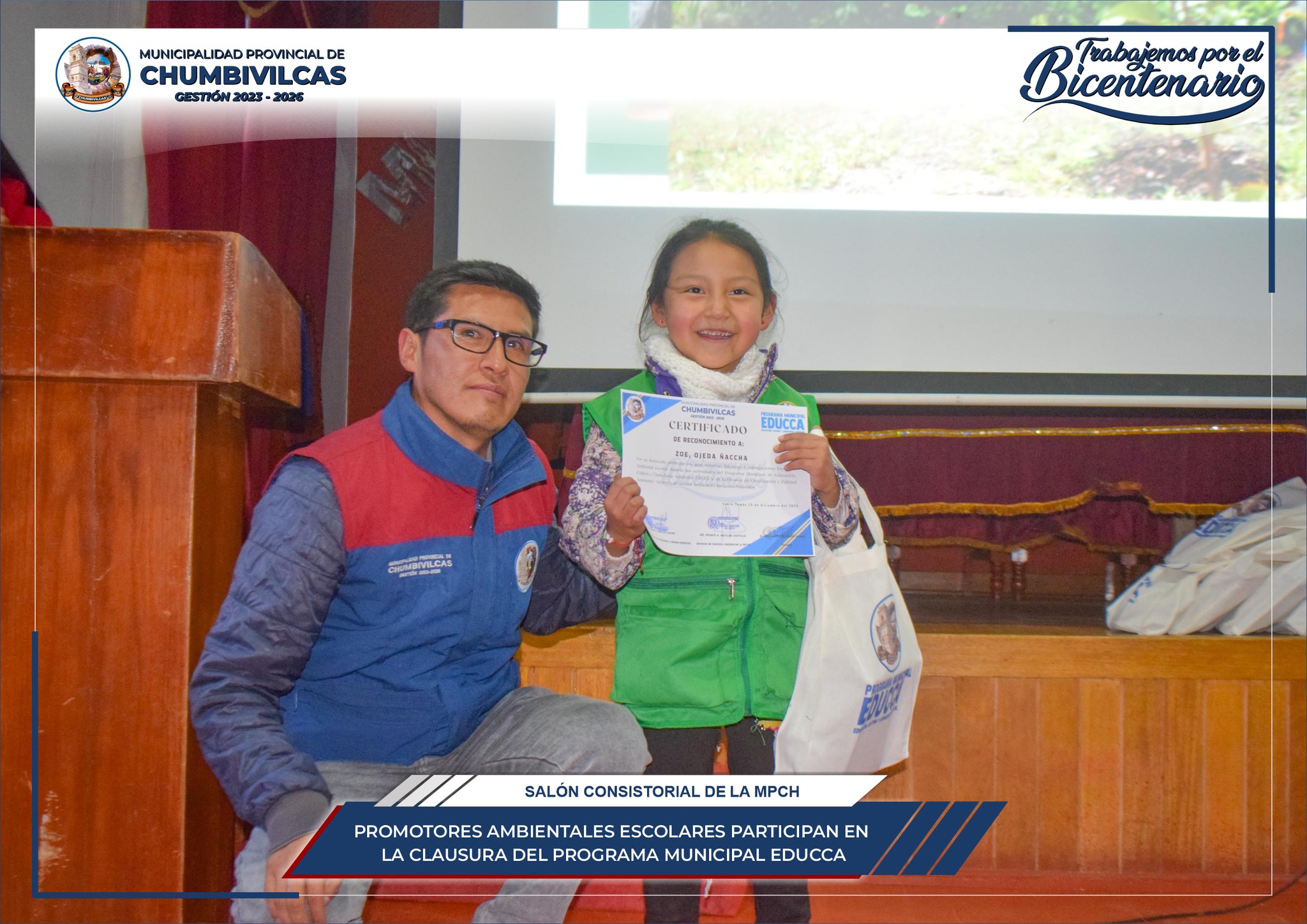 Municipalidad de Chumbivilcas clausura el Programa Municipal Educca con Promotores Ambientales Escolares 