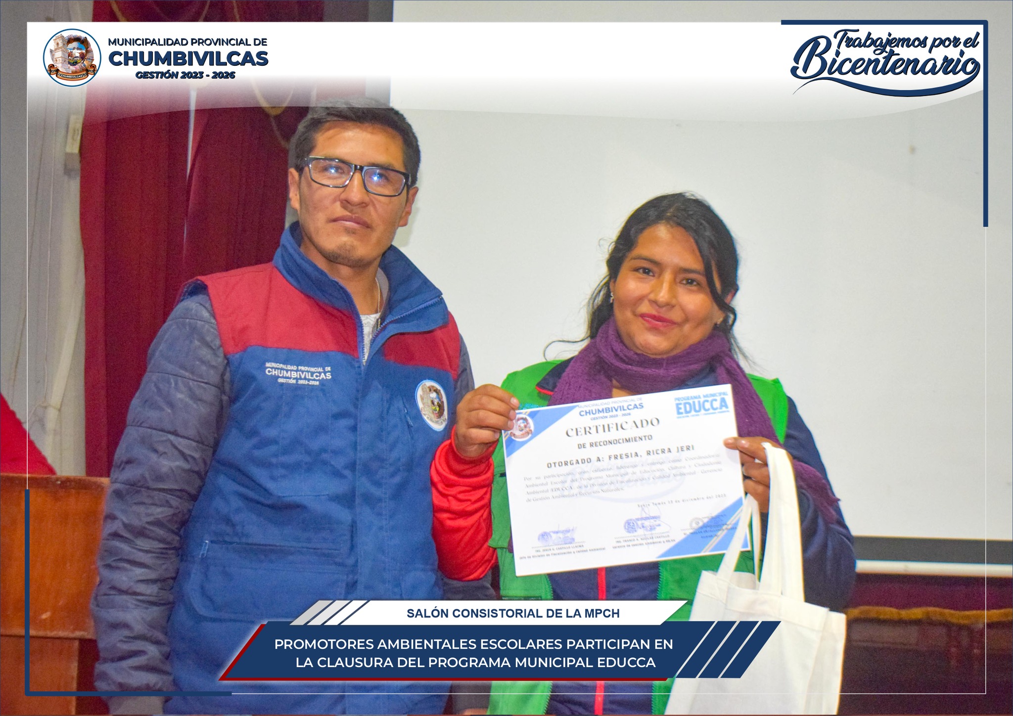 Municipalidad de Chumbivilcas clausura el Programa Municipal Educca con Promotores Ambientales Escolares 