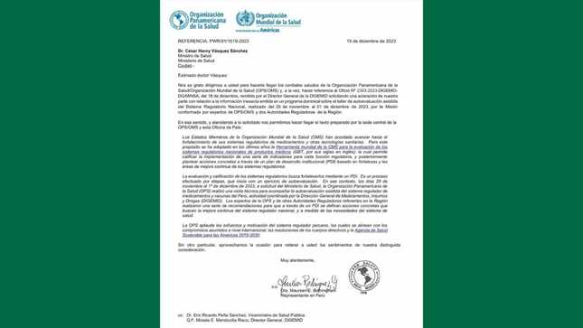 OPS respalda trabajo de la Digemid en buscar la mejora en el sistema regulador de medicamentos y vacunas en el Perú