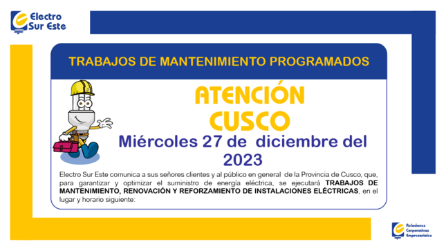 ¡ATENCIÓN CUSCO! CORTE PROGRAMADO
