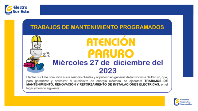 ¡ATENCIÓN PARURO! CORTE PROGRAMADO
