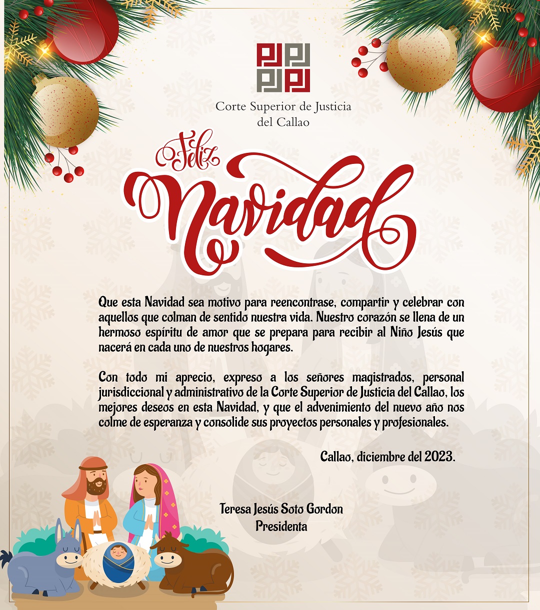 Se adjunta Saludo por Navidad de la Corte Superior de Justicia del Callao