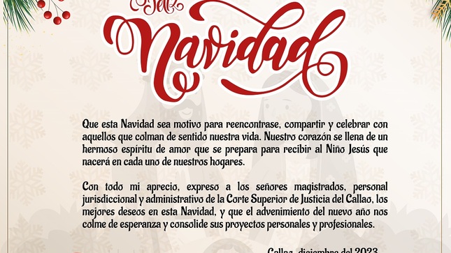 Se adjunta Saludo por Navidad de la Corte Superior de Justicia del Callao