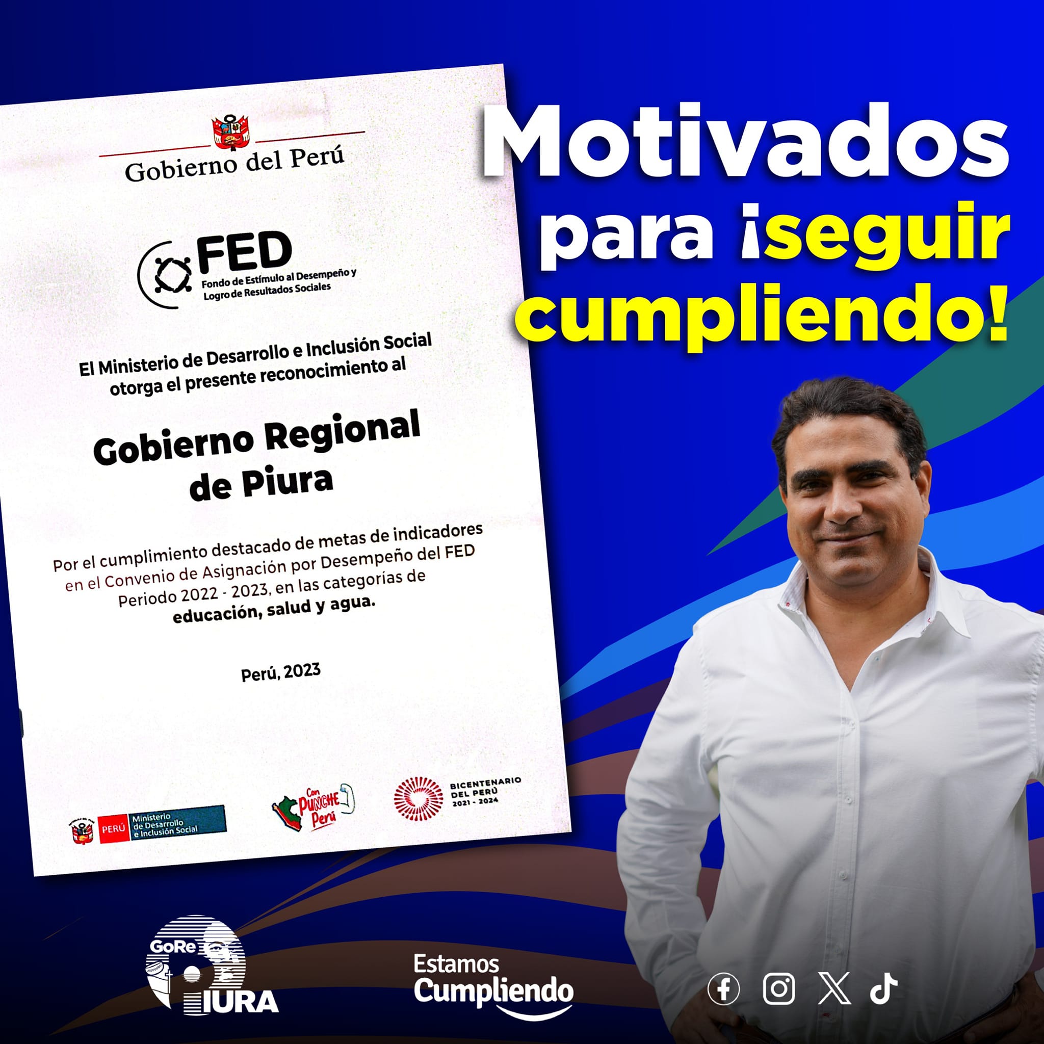 Noticia Reconocen a nivel nacional al Gobierno Regional Piura por cumplimiento de indicadores FED.