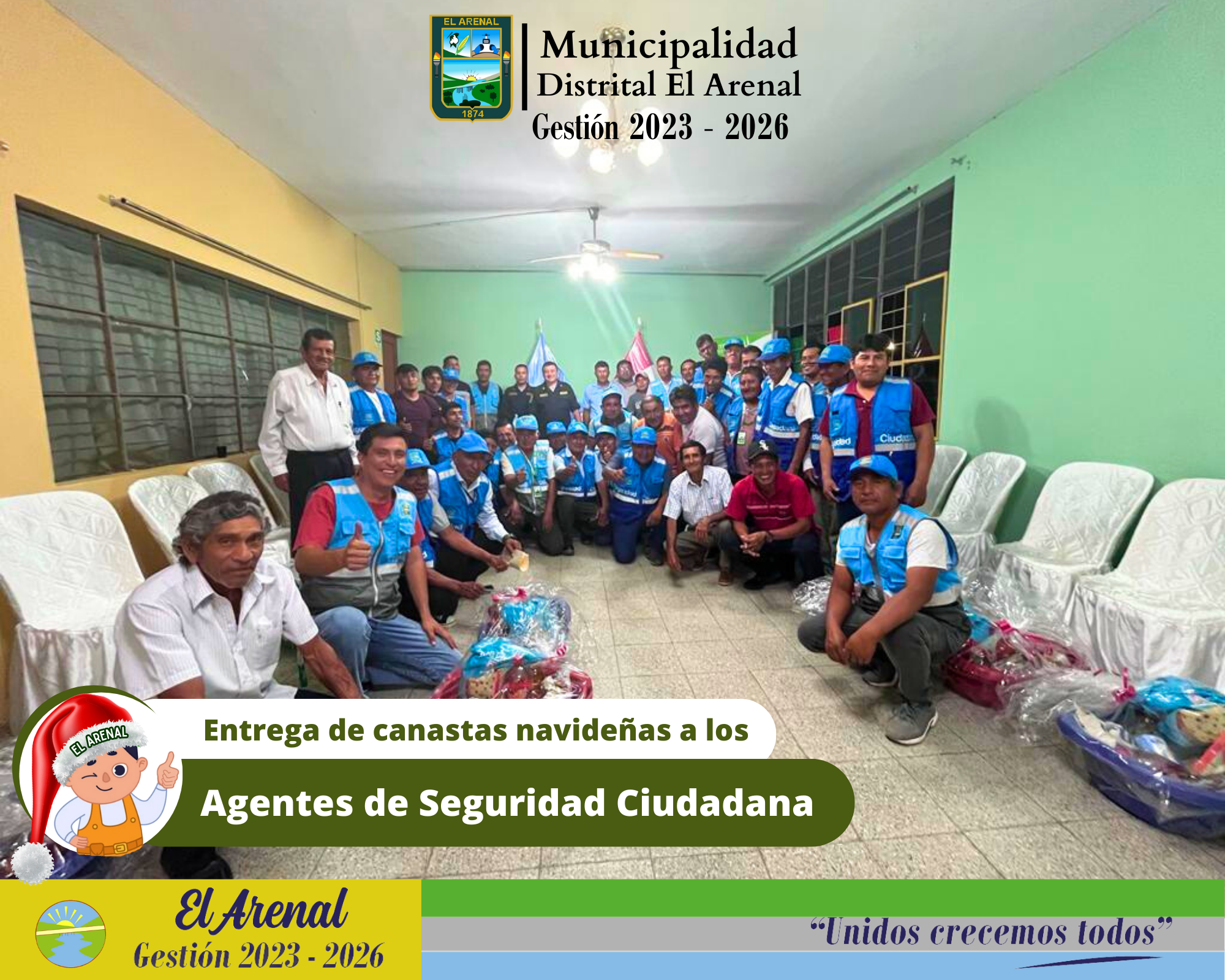 Fotografía de la entrega de canastas