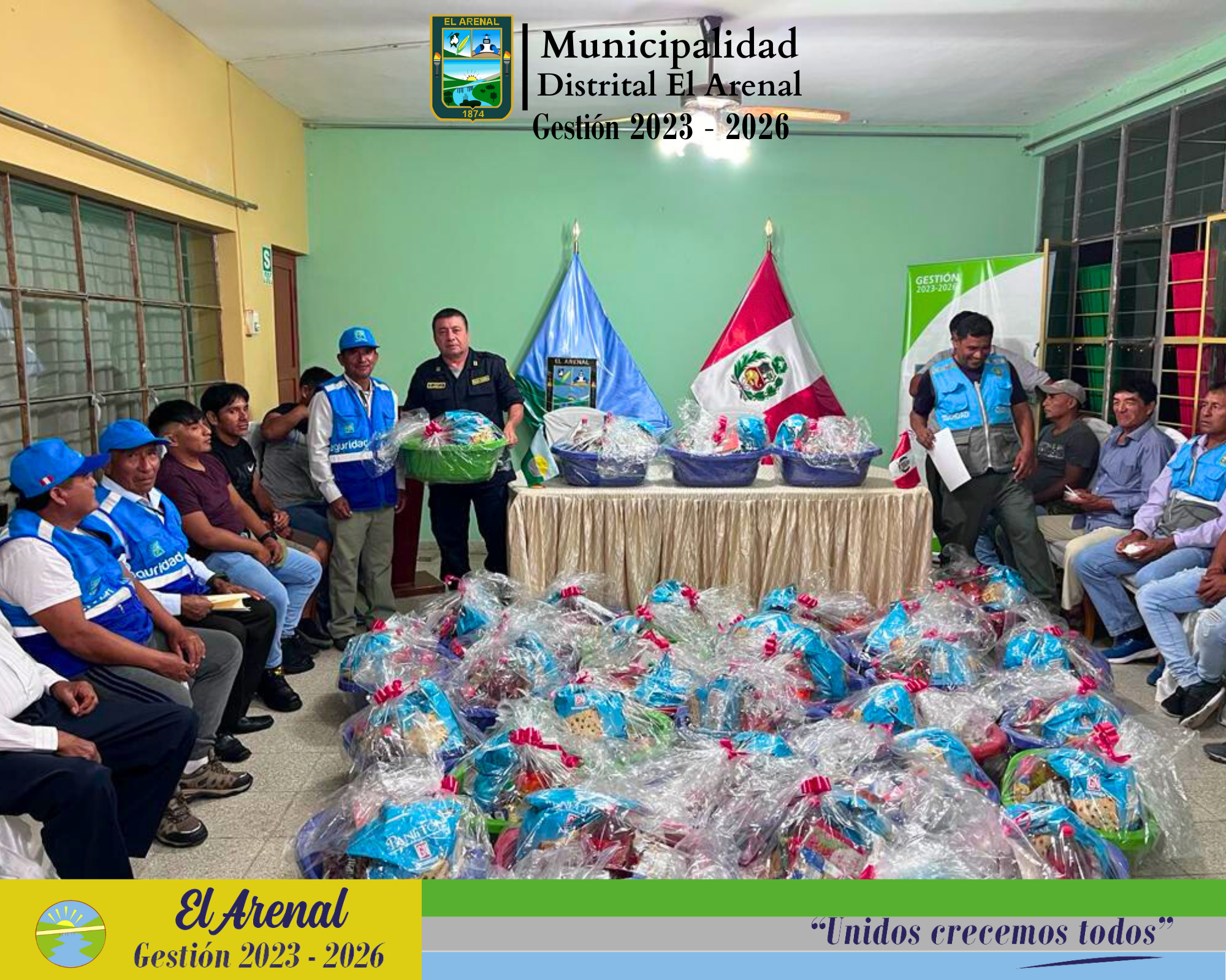 Fotografía de la entrega de canastas