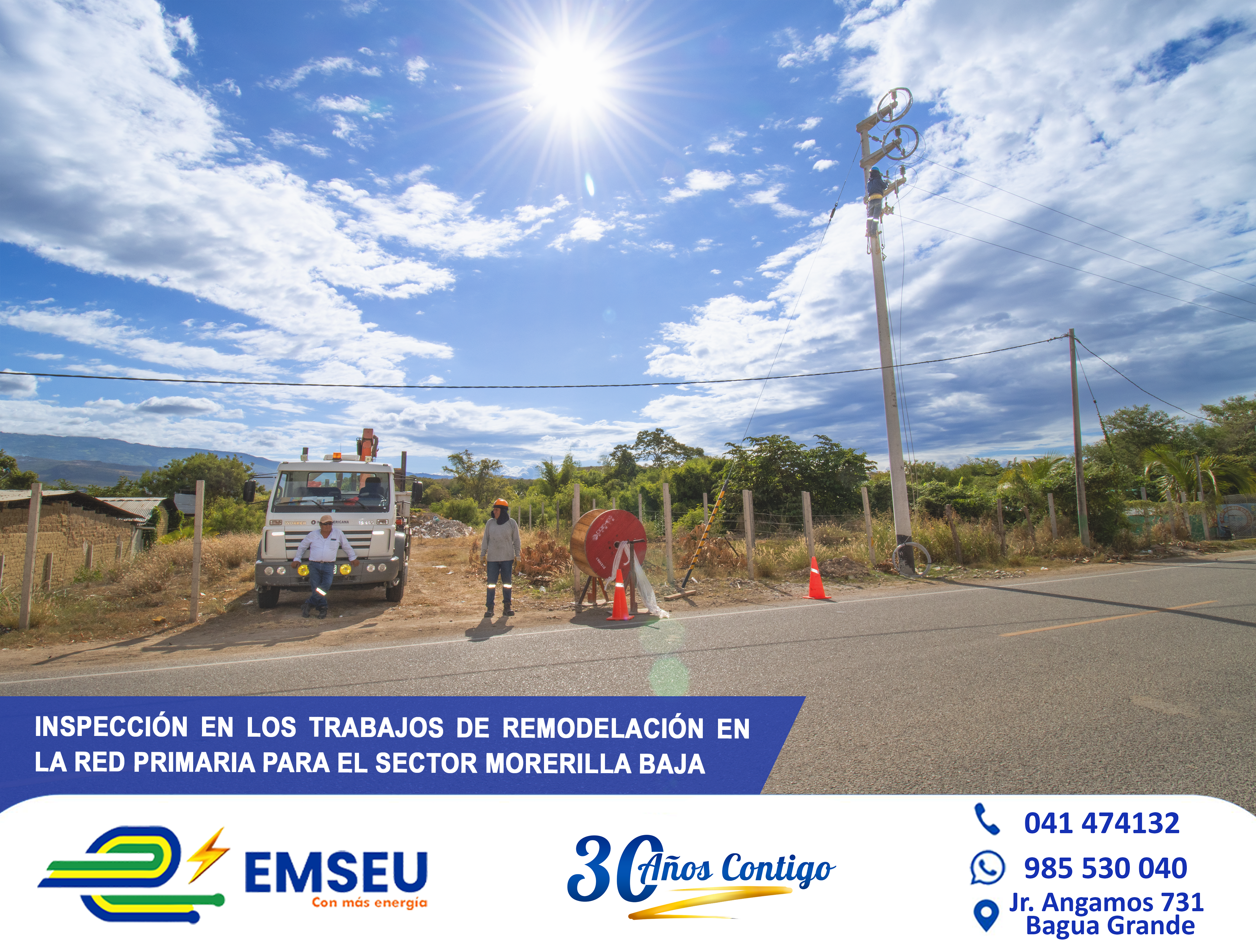 El gerente general de EMSEU S.A.C, Ing. Alexander Guevara Bustamante, inspecciona trabajos para las mejoras en la Red Primaria del Morerilla Baja.