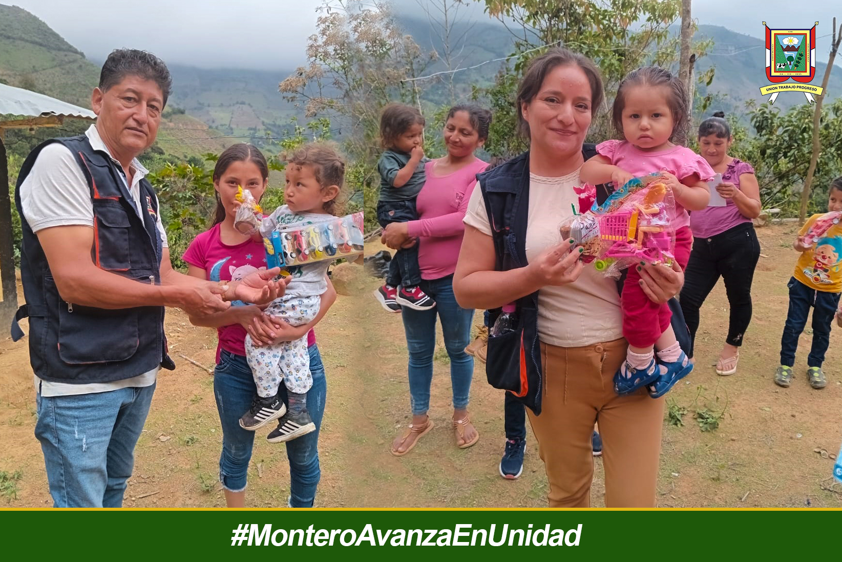 Chocolatadas navideñas en el distrito de Montero.