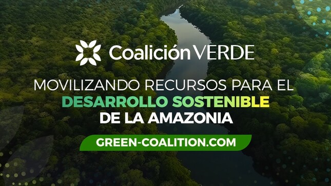 Logotipo de la Coalición Verde sobre un fondo de bosque amazónico