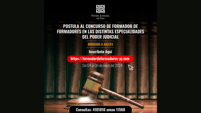 Postula al Concurso Formador de Formadores en las distintas especialidades del Poder Judicial