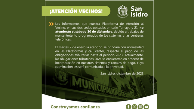 SAN ISIDRO COMUNICA
