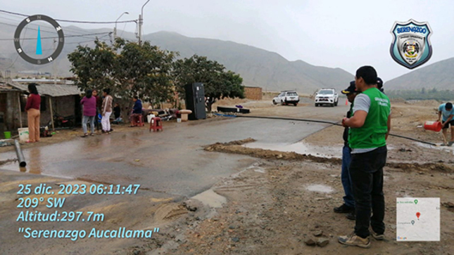 Alcalde de Aucallama dispone acciones inmediatas ante daños por desborde de reservorio particular.