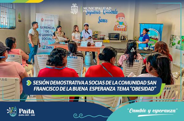 Sesión demostrativa a socias de la Comunidad San Francisco de la Buena Esperanza tema "obesidad"