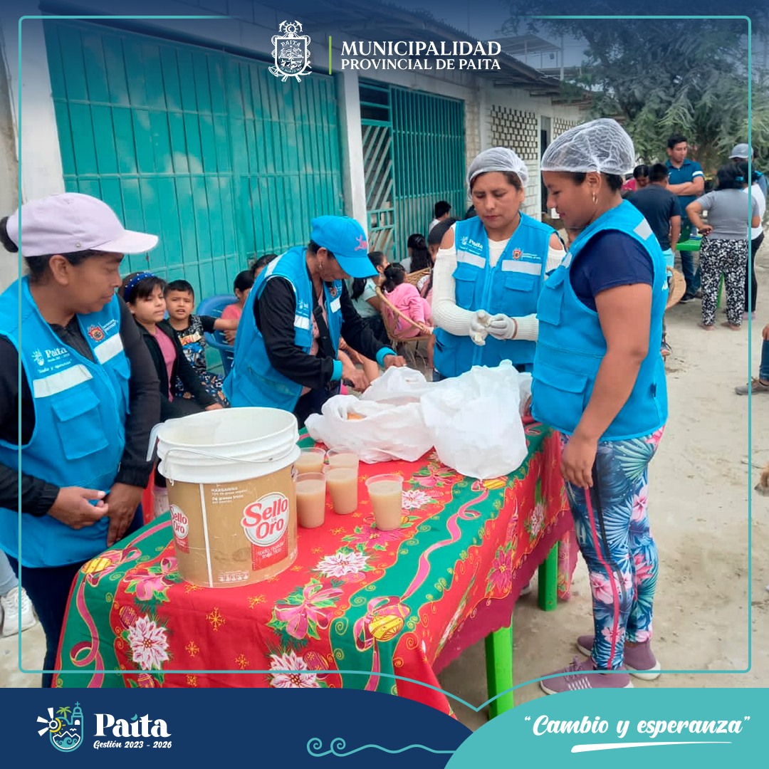 Municipalidad de Paita llevó desayunos nutritivos al Asentamiento Humano María Consuelo de Velazco