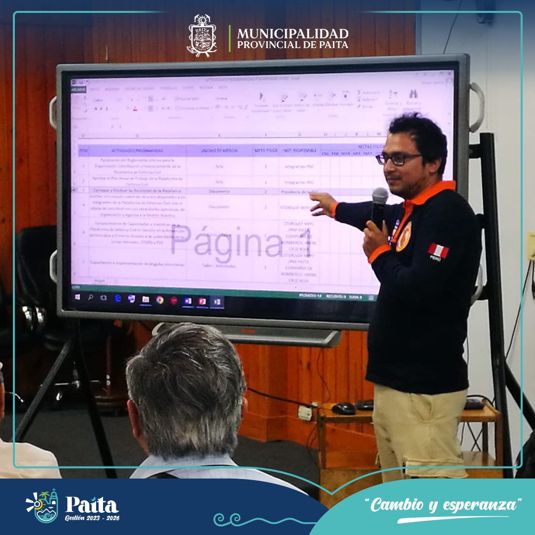 ¡Potenciando la preparación en Paita! reunión estratégica de la plataforma provincial de defensa civil para fortalecer capacidades en riesgo