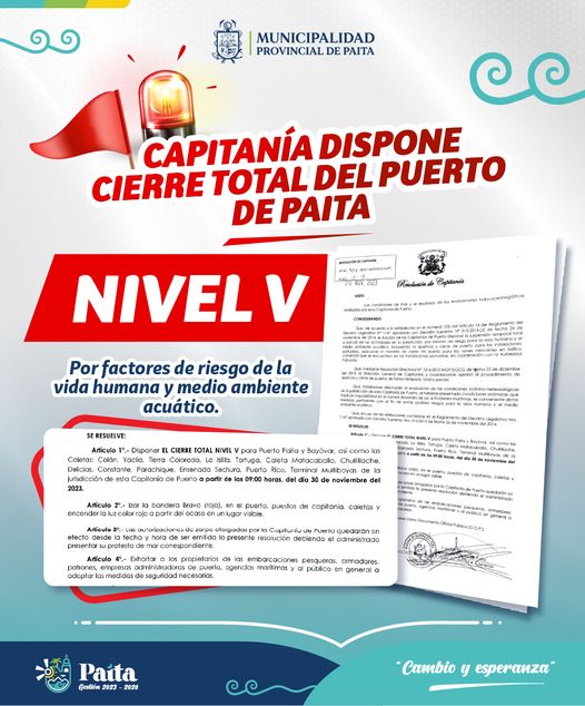 ¡Alerta! cierre total del puerto de Paita!