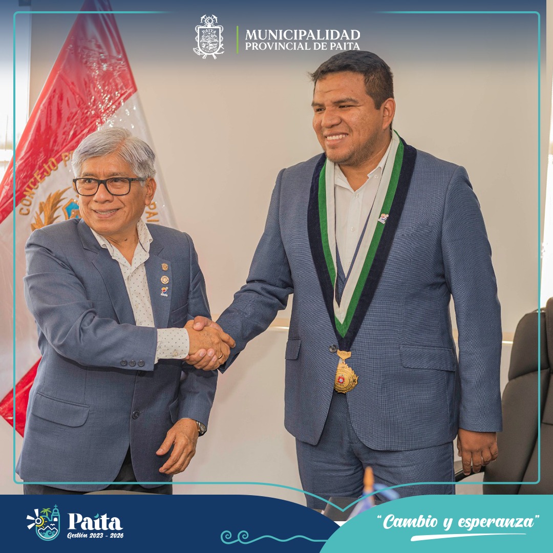Visita protocolar del gobernador distrital de ROTARY internacional a la Municipalidad Provincial de Paita