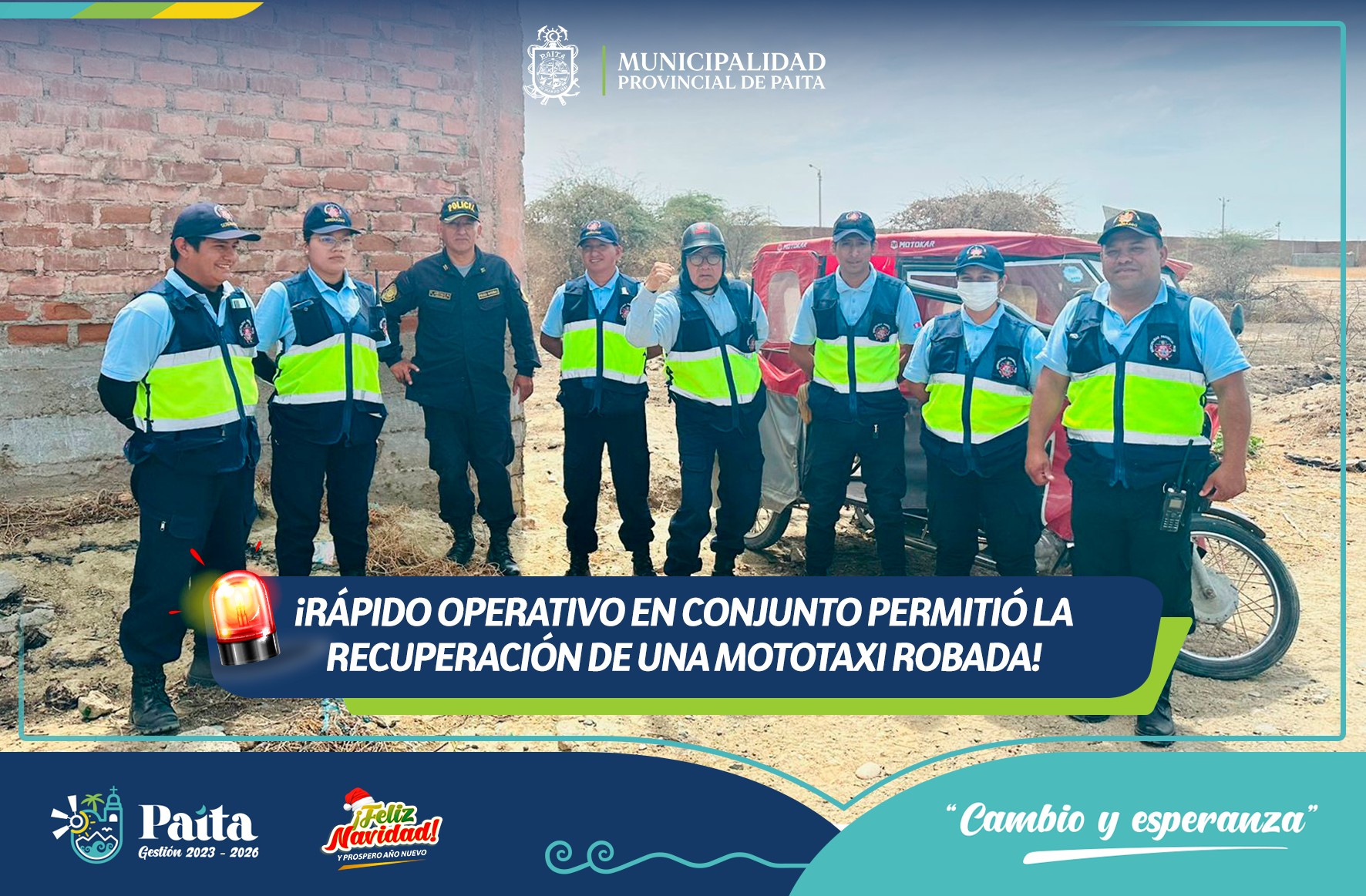 ¡Rápido operativo en conjunto permitió la recuperación de una mototaxi robada!