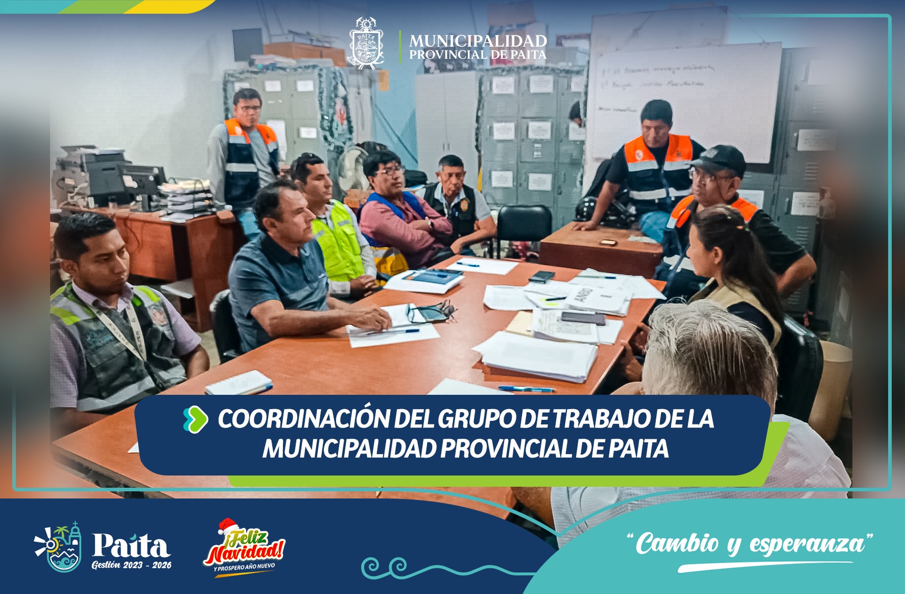 Coordinación del grupo de trabajo de la Municipalidad Provincial de Paita