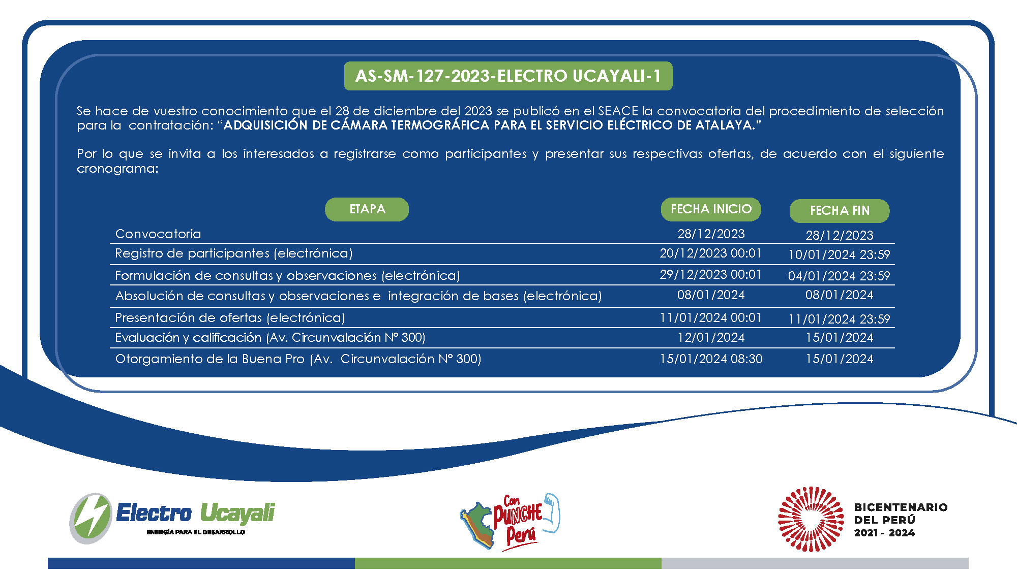 Adjudicación Simplificada N.º AS-SM-127-2023-ELECTRO UCAYALI-1
