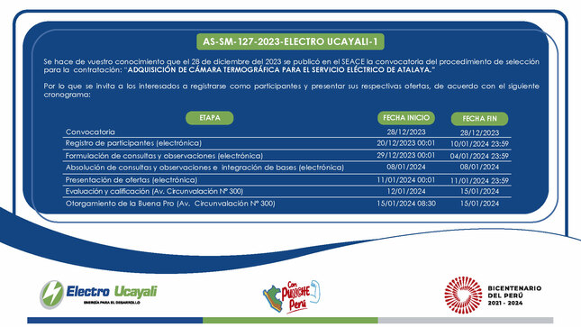 Adjudicación Simplificada N.º AS-SM-127-2023-ELECTRO UCAYALI-1