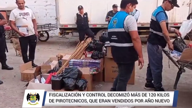 Fiscalización y Control decomisó más de 120 kilos de pirotécnicos, que eran vendidos por año nuevo