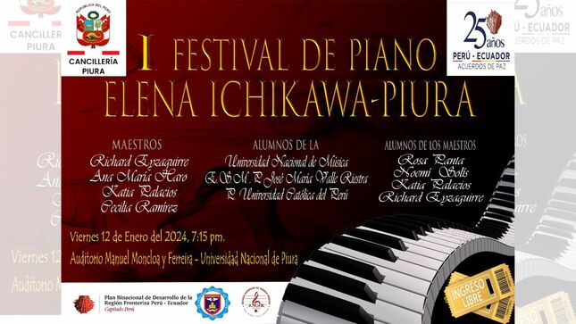 Cancillería Piura impulsa la primera edición descentralizada del Festival de piano Elena Ichikawa