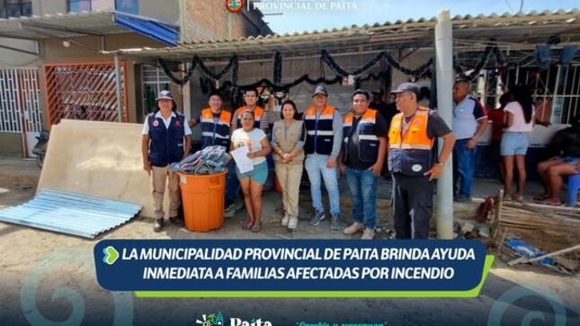 La Municipalidad Provincial de Paita brinda ayuda inmediata a familias afectadas por incendio