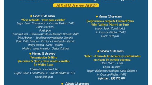 📚¡Únete a este nutrido evento literario que se realizará los días 11, 12 y 13 de enero!📄