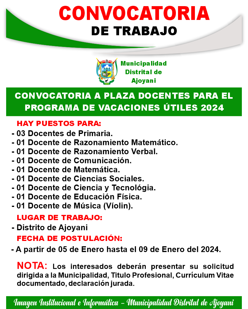 convocatoria de trabajo