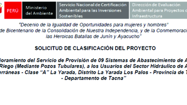 Solicitud de Clasificación del Proyecto