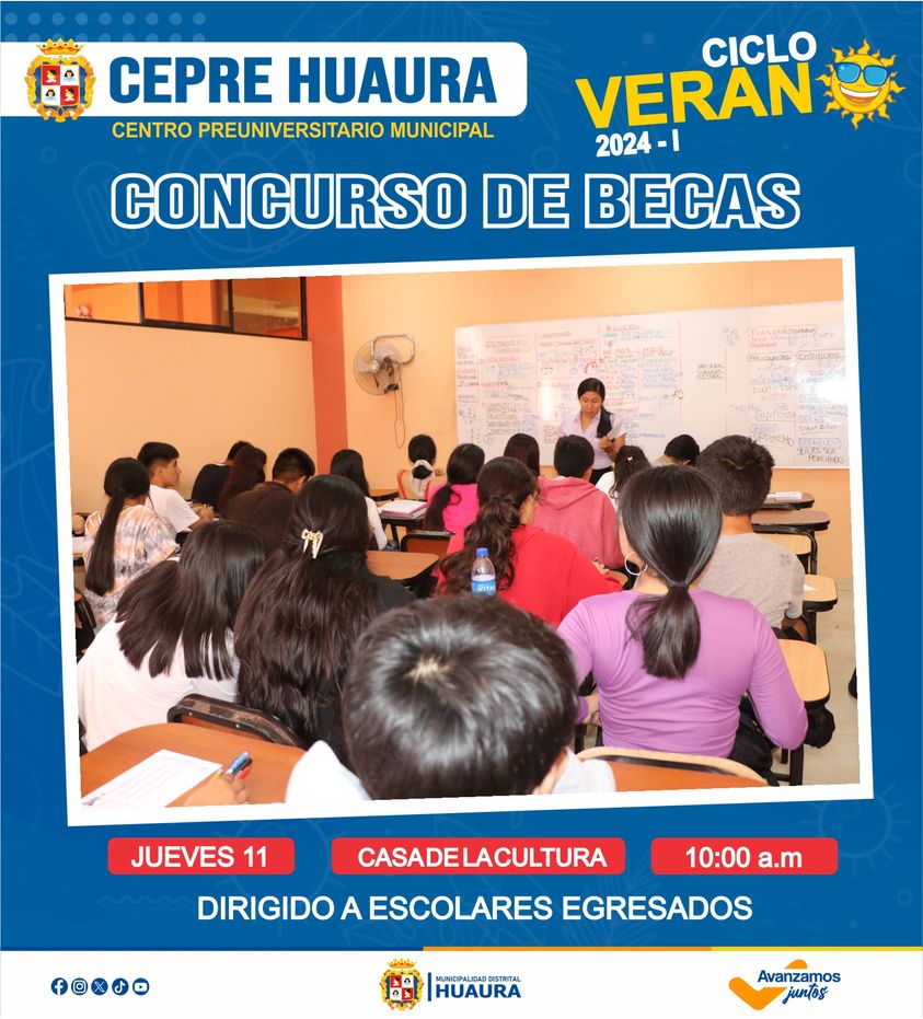 ACADEMIA PREUNIVERSITARIA MUNICIPAL "CEPRE HUAURA" CONVOCA A CONCURSO DE BECAS