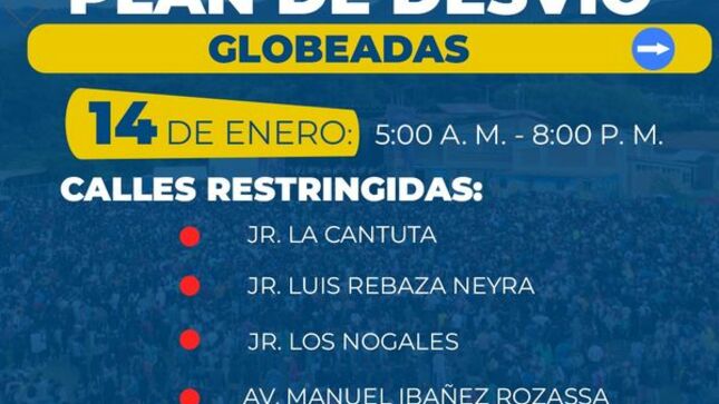 📌Amigo conductor, toma tus precauciones este 14 de enero. Tendremos algunos jirones restringidos de tránsito vehicular en el marco de las festividades del carnaval inolvidable 2024. 