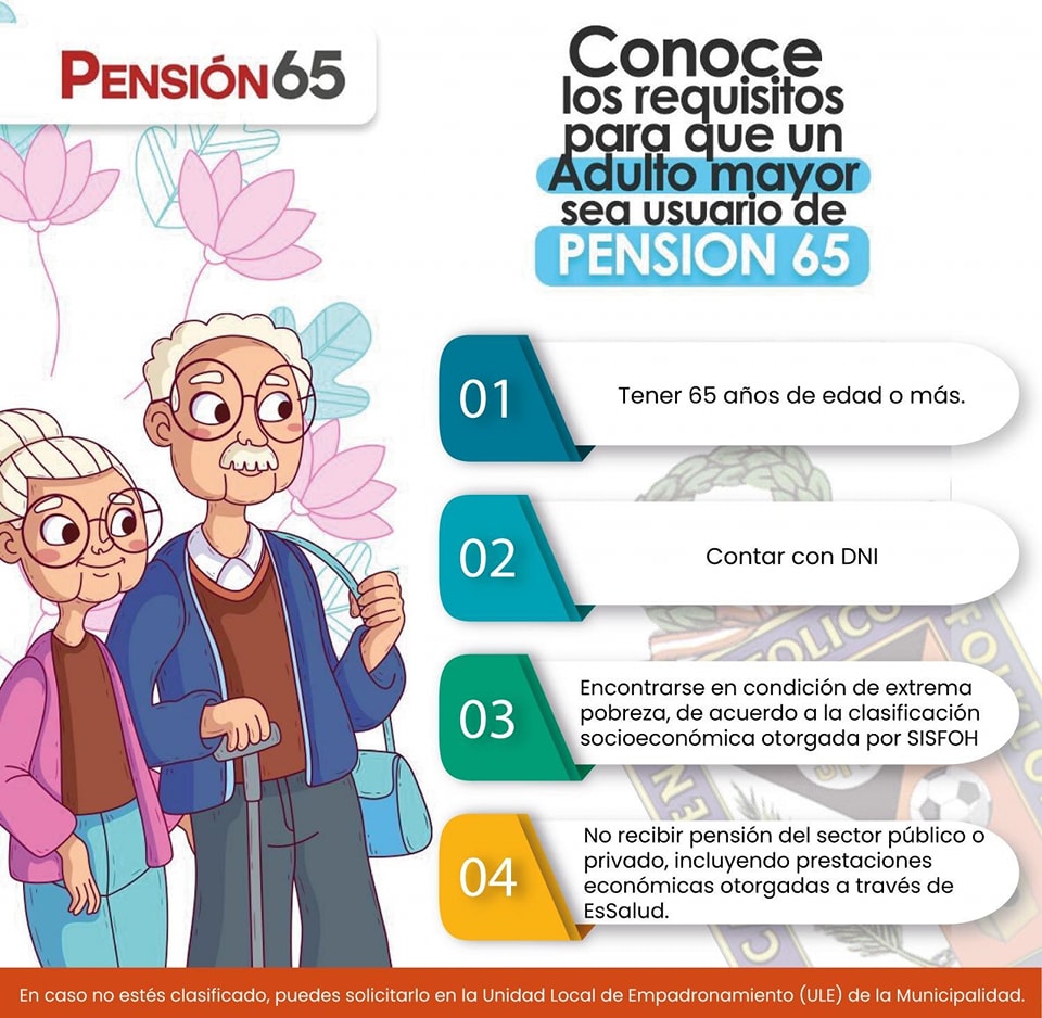 CONOCE LOS REQUISITOS PARA QUE UN ADULTO MAYOR SEA USUARIO DE PENSIÓN65