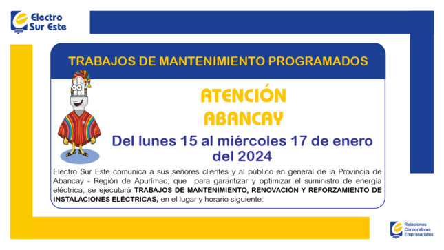 ¡ATENCIÓN APURÍMAC! CORTE PROGRAMADO

