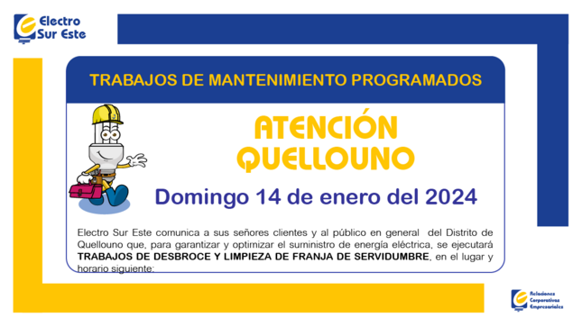 ¡ATENCIÓN QUELLOUNO! CORTE PROGRAMADO
